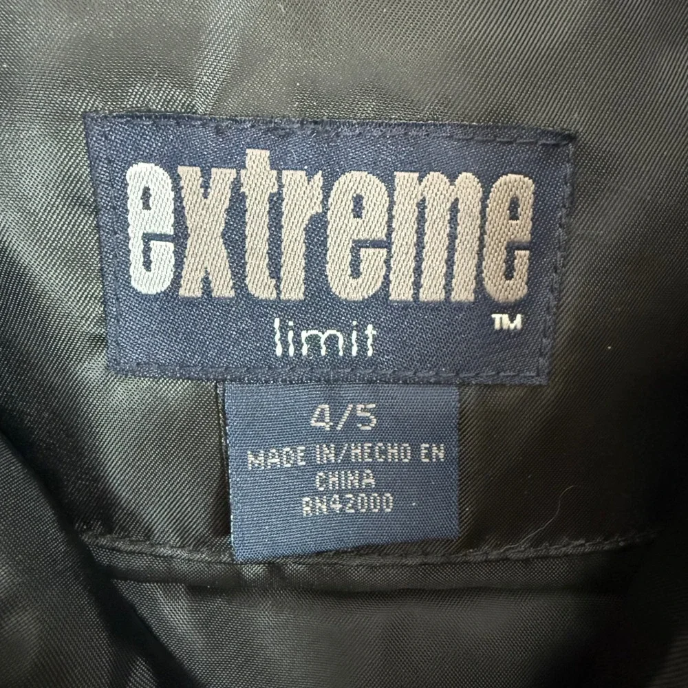 Vintage Kmart Extreme Limit Kids Black Down Filled Hooded Bomber Jacket 4/5‎